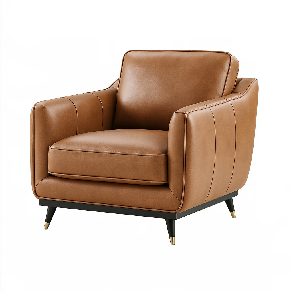 Fauteuil 86 x 82 x 86 cm en revêtement synthétique camel pour salon style moderne