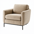 Fauteuil 85 x 88 x 82 cm en tissu côtelé beige avec pieds en métal style contemporain