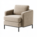 Fauteuil 85 x 85 x 82 cm en tissu bouclette beige avec pieds métal noir style contemporain