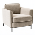 Fauteuil 85 x 85 x 80 cm en tissu beige avec pieds métalliques noirs style contemporain
