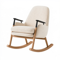 Fauteuil à bascule 75 x 95 x 102 cm en bois naturel tissu bouclette crème style scandinave