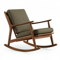 Fauteuil à bascule 70 x 95 x 98 cm en bois brun et tissu vert style scandinave