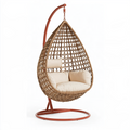 Fauteuil suspendu 105 x 105 x 195 cm en rotin marron avec support en acier style bohème