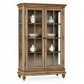 Vitrine 110 x 45 x 190 cm en bois marron avec portes vitrées style classique