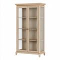 Vitrine 90 x 40 x 180 cm aspect chêne clair portes en verre strié rangement classique