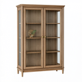 Vitrine 100 x 40 x 190 cm en bois marron avec portes vitrées style classique
