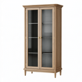 Vitrine 90 x 45 x 180 cm en bois marron avec portes en verre style classique