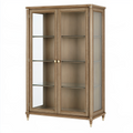 Vitrine 90 x 40 x 180 cm en bois brun avec portes vitrées style classique