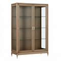 Vitrine 100 x 42 x 180 cm en bois brun à portes vitrées style contemporain
