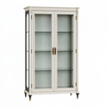 Vitrine 100 x 45 x 190 cm en bois blanc avec portes vitrées style classique