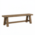 Banc 180 x 35 x 45 cm en bois marron style rustique avec piètement tréteau