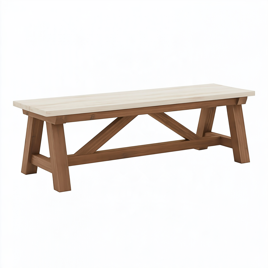 Banc de jardin 180 x 38 x 45 cm en bois marron et blanc style rustique