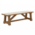 Banc de salle à manger 180 x 40 x 45 cm en bois naturel et blanc cassé style rustique
