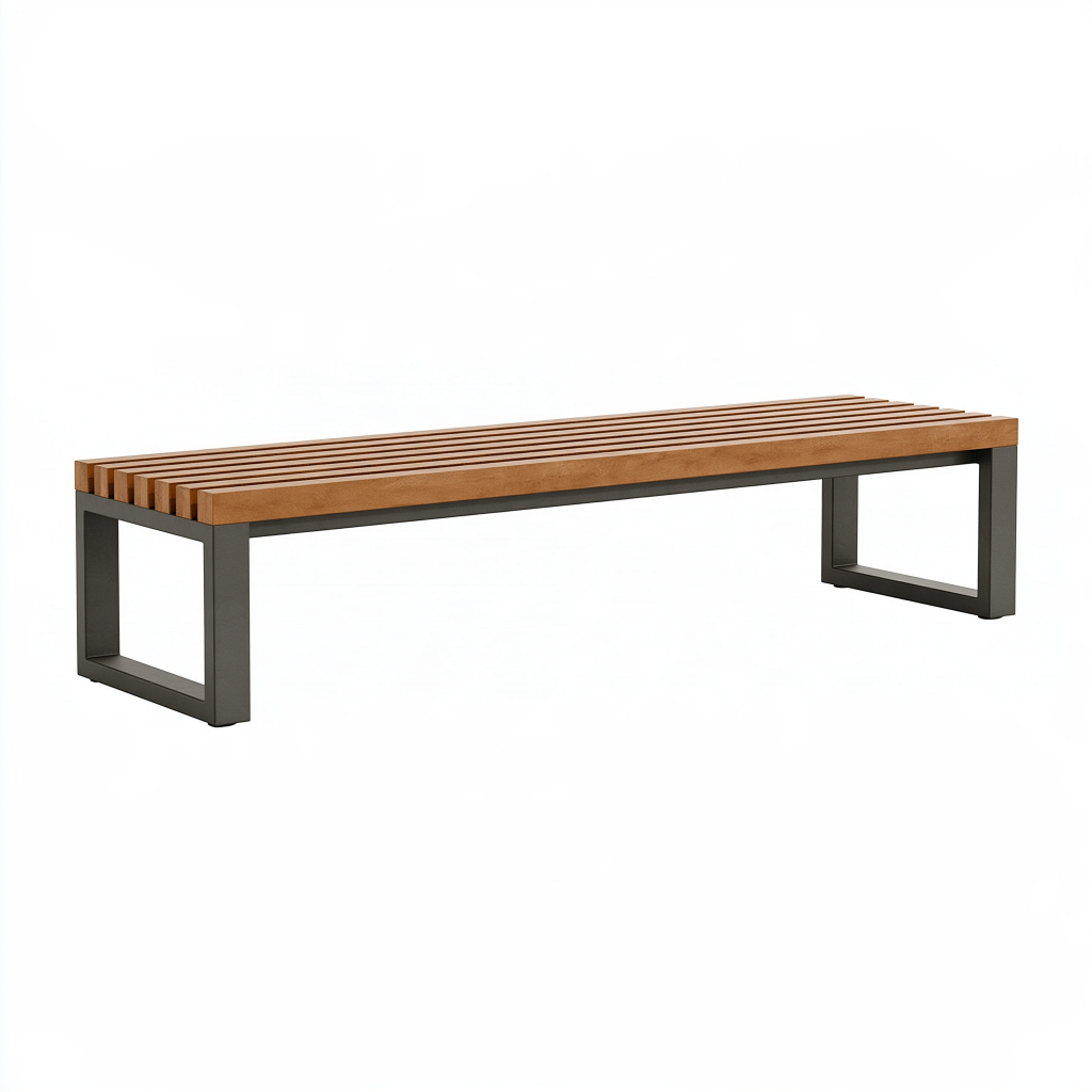 Banc de jardin 180 x 40 x 45 cm en bois et métal marron noir style industriel