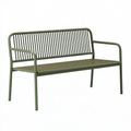 Banc de jardin 120 cm en métal vert kaki avec accoudoirs style contemporain