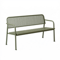 Banc de jardin 120 x 60 x 85 cm en métal vert olive à accoudoirs style contemporain