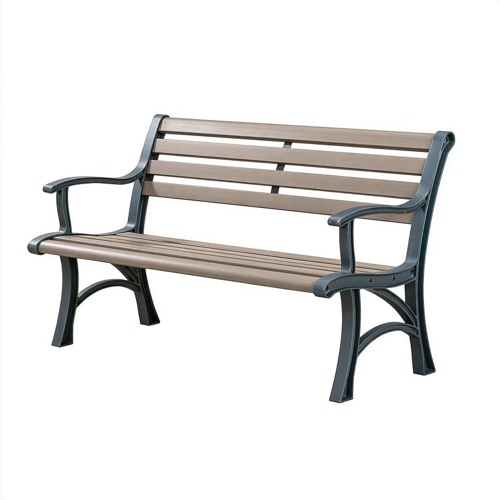 Banc de jardin 120 cm en métal et bois marron style classique