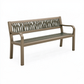 Banc de jardin 150 x 65 x 90 cm en métal taupe à dossier ajouré style contemporain